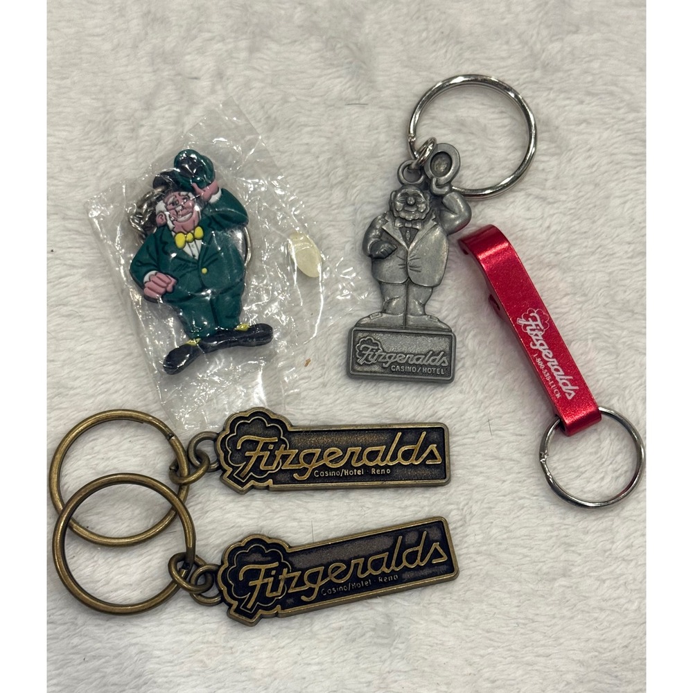 Vintage Fitzgeralds Casino Hotel Keychain Lot‎ Mr O'Lucky Las Vegas Reno Tunica